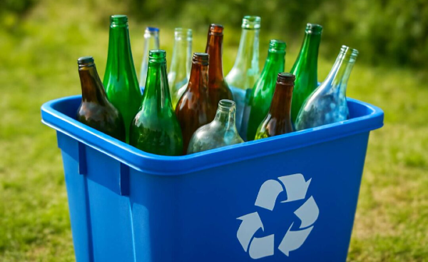 Bottles being recycled