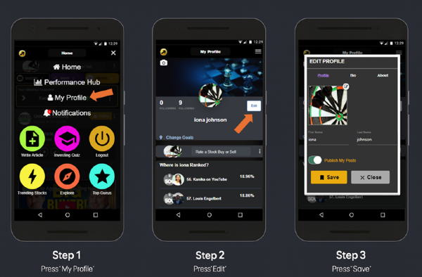 Update your profile on StockBossUp