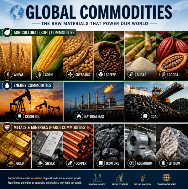 Global Commodities Across the World: soft, hard, and energy commodities