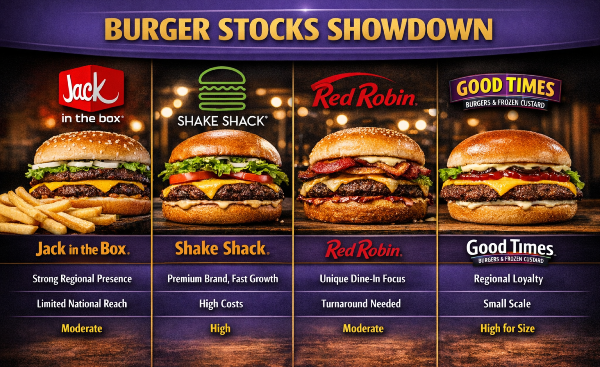 JACK, SHAK, RRGB, GTIM stock comparison