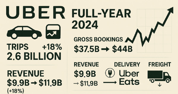 Uber revenue growth and profitability infographic
